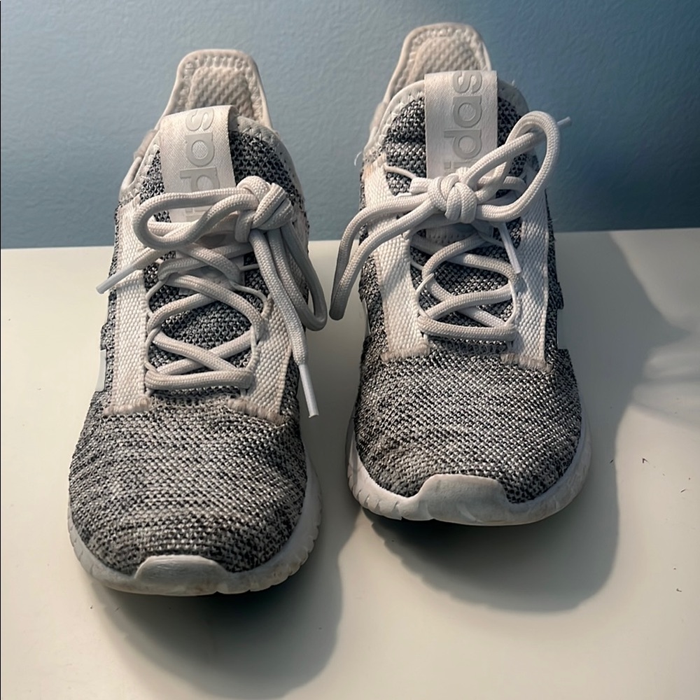 Adidas Gray and White Sneakers Modern Knit Design